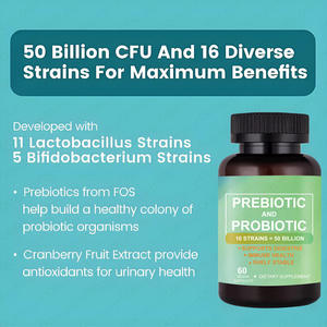 OEM Prebiotica Probiotica 60 Vegan Capsules 16 Stammen 50 Miljard CFU's Voedingssupplement Cranberry Fruit Extract - Product Image 4