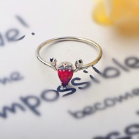 Bague en opale en forme de crabe mignonne |   Pierre précieuse rouge irisée et accent en zircon |   Bijoux animaux pour femmes, tendance, à porter au quotidien