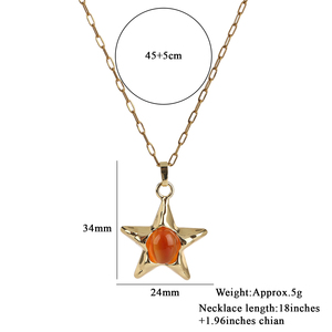Collana con Ciondolo Classico a Forma di Stella, Charm in Pietra Naturale, Cristallo Curativo, Gioielli con 12 Segni Zodiacali, Regali all'Ingrosso - Product Image 3