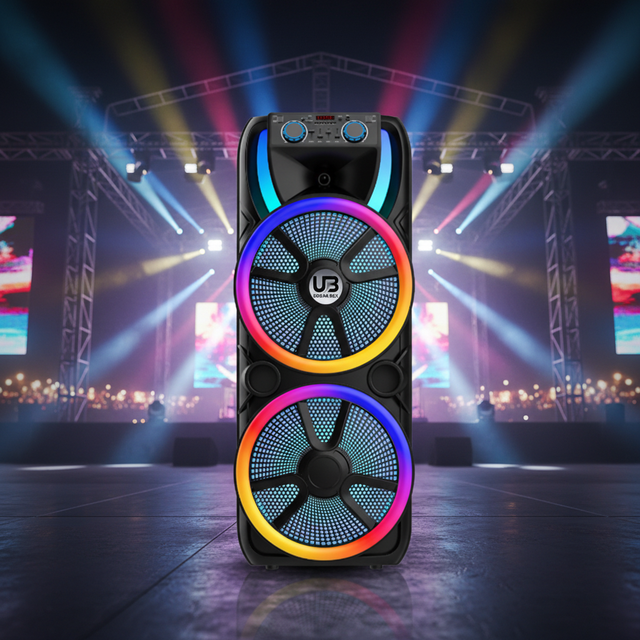 High Power 150W Dual 15-Inch Wireless for 5.0 Battery-Powered Trolley Speaker RGB LED Light 2 Microphones for Outdoor