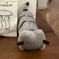 Étui à crayons en peluche chat gras mignon Kawaii, pochette souple en forme de chat, trousse de fournitures scolaires, trousse de maquillage, cadeau