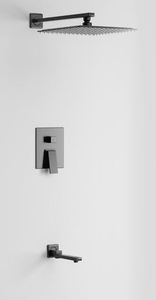 Modern Minimalist One Function Brass Concealed Bathroom <b>Shower</b> Set Hotel Black Chrome <b>Waterfall</b> Bathroom Mixer - Product Image 3