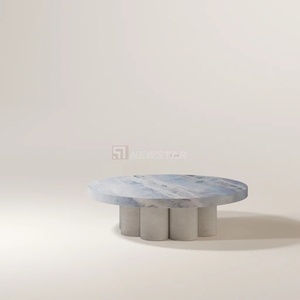 Set di Tavolini da Caffè Rotondi in Marmo di Lusso Moderno Nordico, Marmo Verde Onice per Soggiorno, Hotel, Camera da Letto, Arredamento Casa - Product Image 3
