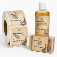 Étiquettes personnalisées en papier kraft en rouleau, autocollantes, imperméables, pour bouteilles de cosmétiques, savons, emballages de produits naturels pour soins de la peau