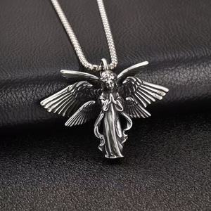 Collana da Uomo alla Moda Europea, Stile <span class=keywords><strong>Dark</strong></span> Trendy, Ciondolo a Forma di Strega/Angelo, Personalizzata, in Acciaio Inossidabile, con Motivo a Farfalla - Product Image 5