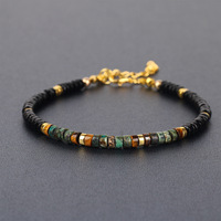 Boheemse natuurlijke steen Heishi kralen armband handgemaakt tijgeroog turquoise verstelbare armband voor mannen vrouwen sieraden cadeau