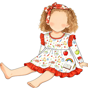 Robe personnalisée pour enfants avec imprimé bus scolaire, collection rentrée des classes, robe perlée à manches volantées pour bébés filles - Product Image 5