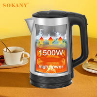 Sokany 09022 2.5L 1500W en acier inoxydable intelligent Portable petite chaudière à eau bouilloires électriques
