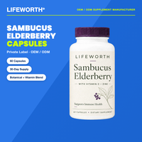 LIFEWORTH Capsules de Sambucus (Baies de sureau) 60 unités avec Vitamine C et Zinc pour la Santé Immunitaire – Vente en Gros