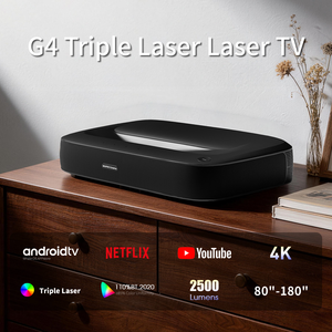 โปรเจคเตอร์แบบดรอปชิปปิ้ง Wupro G4 DLP ทริปเปิลเลเซอร์ UST ความสว่าง 2500 ANSI ลูเมนส์ 4+64GB WIFI BT สมาร์ทแอนดรอยด์ ระยะฉายสั้นพิเศษ G4 ความละเอียด 4K - Product Image 4