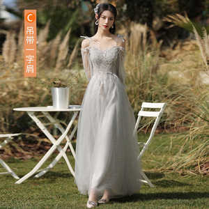 Bridesmaid Dress Long A Line Tulle Sweetheart Neckline Natural Waist Slim Fit For Wedding Party - Product Image 1