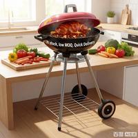 Barbecue à charbon de bois portable SEJR Premium Steel 16 pouces noir et rouge avec finition émaillée en porcelaine pour extérieur