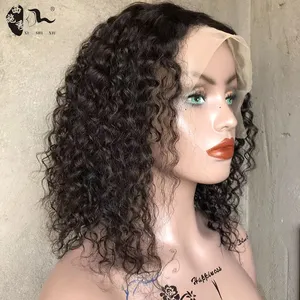 Großhandel Anbieter brasilia nische Afro verworrene lockige Haare kurze Echthaar Perücke für schwarze Frauen verworrene Locken Bob Perücken Echthaar Spitze vorne