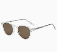 Nouvelle tendance de la mode, lunettes de soleil rétro unisexes, monture classique de petite taille, UV400, rondes, polarisées, légères, verres TAC, monture en acétate