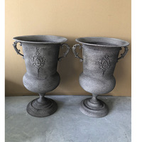 Urne de jardin de style français de grande taille, jardinière en fer vintage avec poignée pour la plantation à la maison ou dans les hôtels
