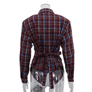 <span class=keywords><strong>Camicia</strong></span> <span class=keywords><strong>a</strong></span> <span class=keywords><strong>Quadri</strong></span> <span class=keywords><strong>Rossa</strong></span> e Blu in Poliestere e Cotone con Bottoni, Manica Lunga, Stile Vintage per <span class=keywords><strong>Donna</strong></span>, Nuova Tendenza Primavera 2026 - Product Image 5