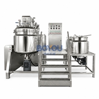 Machine de fabrication de lotion 500L, homogénéisateur sous vide en acier inoxydable à chauffage électrique et refroidissement par enveloppe, mélangeur de crème cosmétique