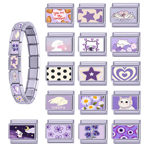 Purple Wholesale Hot Selling Gold and DIY Stainless Steel Italy Charms <strong>Bracelets</strong> Italian <strong>Modules</strong> <strong>Bracelets</strong> Jewelry - Product Image 2