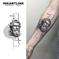 Autocollant de tatouage INKARTLINK pour le corps, autocollant de tatouage en papier, Zeus grec, imperméable, écologique, longue durée, 15 jours, en vrac