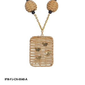 Collar con Colgante de Caña Hecho a Mano para Mujer, Diseño Bohemio Natural Ligero, Joyería Ecológica y Elegante, Perfecto para Uso Diario - Product Image 2