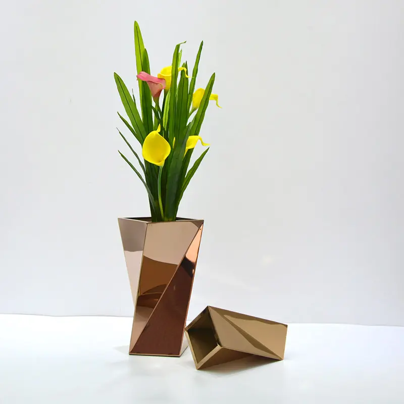 Edelstahl Indoor Roségold Metall Vase Blumentöpfe Blumentöpfe Pflanz gefäße