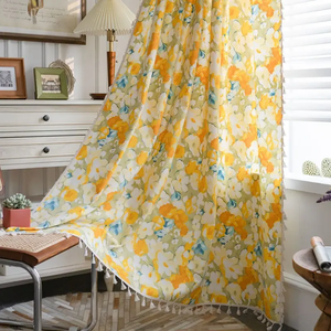 Tenda Dairui in Stile Americano con Stampa Floreale Gialla, 100% Poliestere, Filtrante Luce, per Tutte le Stagioni, Personalizzabile per Soggiorno - Product Image 6