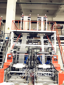 Machine d'extrusion par soufflage de film plastique double station haute vitesse pour la fabrication de sacs de courses en polyéthylène (PE) avec tête de moulage et extrudeuse de plastique PE à petite capacité - Product Image 4