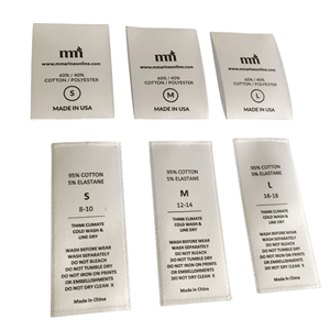 Tùy chỉnh in thân thiện với môi quần áo nhãn trắng mềm bông Ribbon Nylon taffeta satin rửa chăm sóc may nhãn - Product Image 1