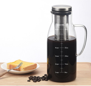 Cafetière en verre Borosilicate avec infuseur amovible, 1500ml, grande capacité, appareil à café, thé, mousseur <span class=keywords><strong>froid</strong></span> - Product Image 3