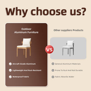 כיסאות מודרניים עם מסגרת עץ טיק, תמיכה ארגונומית לגב התחתון וכרית ייבוש מהיר לשימוש בתי קפה חיצוניים ופטיו של וילות - Product Image 3