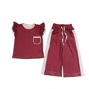 Preordine GSPO2329MZ Set all'Ingrosso per Bambini con Camicia a Maniche Corte con Tasche e Pantaloni a Pois, Outfit per Bambine e Neonati, Abbigliamento Rosso - Product Image 1