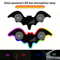 Lampe néon solaire sans fil en forme de chauve-souris pour voiture, lumière d'ambiance LED à ventouse, rechargeable par USB, effet respirant, lampe décorative