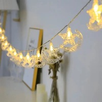 WANG'S WORLD Guirlandes lumineuses LED blanc chaud à piles, design étoiles et lunes, étanches, pour intérieur/extérieur, décoration de la maison, Ramadan