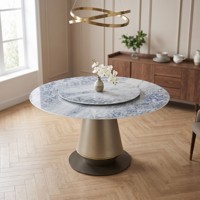 Meubles de salle à manger de luxe personnalisés avec plateau en pierre, table à manger rectangulaire en marbre