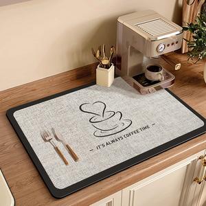 Tapis absorbant pour machine à café 30x40cm 40x60cm en fibre de polyester, rectangulaire, couleur unie, tapis d'évacuation de cuisine avec base en caoutchouc antidérapante - Product Image 3