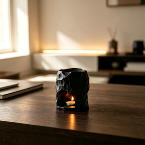 Brûleur d'encens simple noir pour bougies chauffe-plat, forme ronde, pour intérieur - Product Image 1