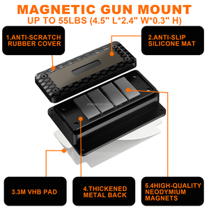 Support magnétique tactique avec adhésifs 3M, résistance de 55 LBS, revêtement en caoutchouc et coussinet antidérapant en silicone - Product Image 5