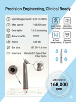 Turbine dentaire compacte et légère à haute vitesse 2000-40000 tr/min, sans balais, avec écran tactile LCD, classe II, 4 trous, en plastique/métal