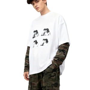 TKAN398 venta al por mayor gimnasio Fitness doble manga larga personalizado OEM 300GSM alta calidad 100% algodón camiseta Slim Fit secado rápido camiseta - Product Image 3