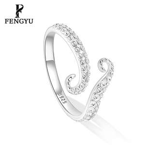 Anillo de Pulpo Ajustable de Moda para Mujer, Plata de Ley 925, Anillos Minimalistas con Diseño Oceánico, Joyería Fina de Diseñador Personalizada, Venta al Por Mayor - Product Image 1