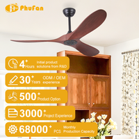 42/48/52 Zoll Deckenventilator ohne Beleuchtung aus ABS, Mehrstufig, Reversibel, Geräuscharm, BLDC & Fernbedienung für Innen- und Außenbereich