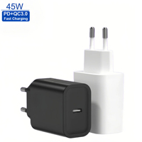 Pengisi Daya Cepat 45W PD Colokan EU Bersertifikasi CE USB Tipe C untuk Laptop, Ponsel, dan Tablet