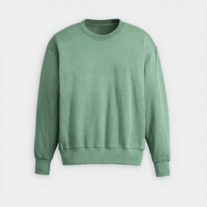 Sweat-shirt à col rond vert pour homme, coupe classique, tricoté, 100% coton, couleur unie, vêtement d'automne - Product Image 1