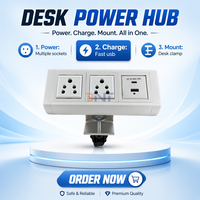 Bureau d'ordinateur multimédia double prise de courant avec 2 prises de courant sud-africaines et port usb a + c pour table de bureau