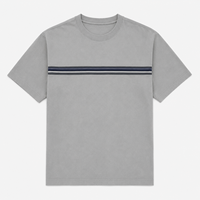 T-shirt à rayures avec logo personnalisé pour homme, coton premium, col rond décontracté, marque privée, fabricant de vêtements lifestyle OEM ODM
