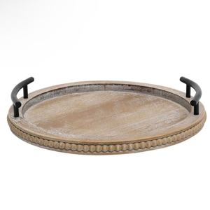 Bandeja de cuentas de madera redonda de color sólido para té de la tarde, decoración del hogar, bandeja ornamental - Product Image 5