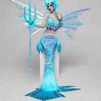 Tous les 5 costumes de danse de scène de sirène Gogo avec lumières LED, 100% polyester, pour tenues de bar sexy et Noël