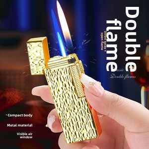 Accendino DEBANG in Lega di Zinco a Doppia Fiamma, Accensione a Rotella, Antivento, Fiamma a Getto, Ricaricabile a Butano - Product Image 1