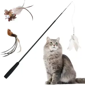 Caña de pescar de 1,8 m, poste de gato electrónico interactivo, simulación de pájaro giratorio, palo de Fearher, juguete automático para gato