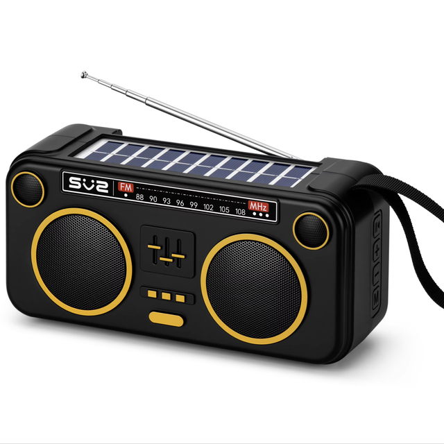 Solar Powered Speaker BT Speaker Retro Handheld Outdoor Antenna FM Radio Portable Bass Wireless Speaker